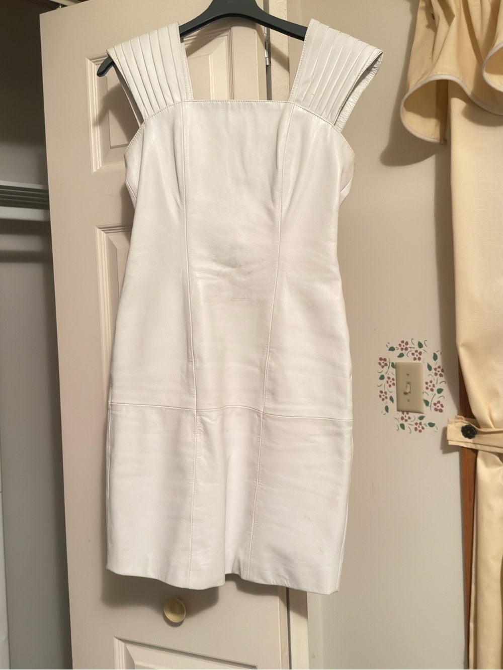 Wilson White Leather Pleated-Strap Mini Dress
